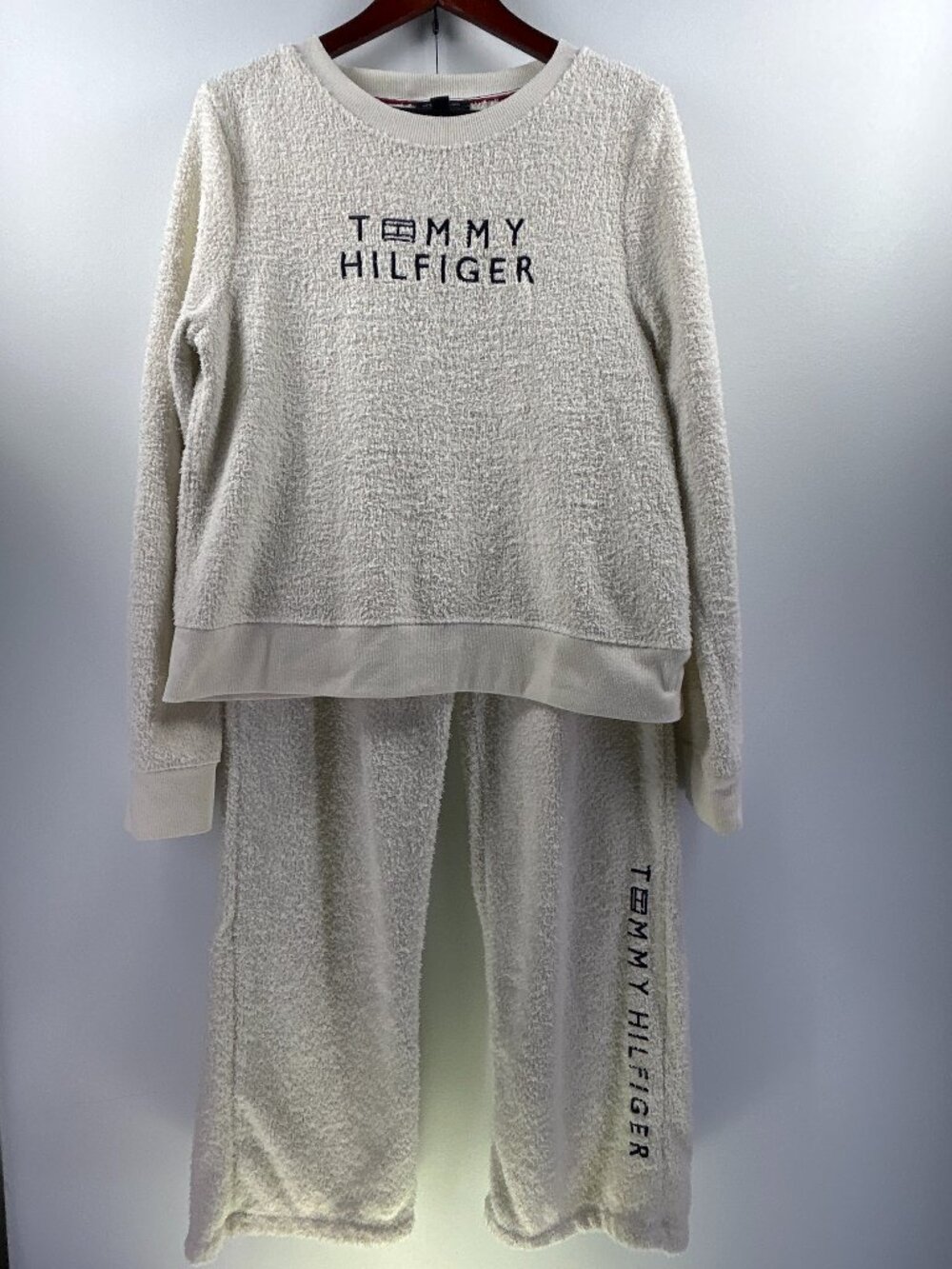 Tommy Hilfiger Cream Boucle Sweater & Pants Lounge Set XL